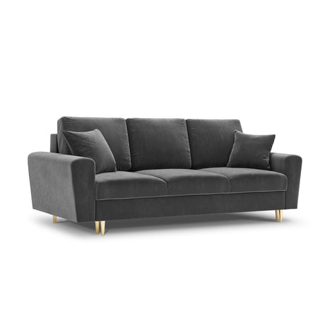 Kyoto 3-Sitzer Sofa mit Schlaffunktion und Stauraum, aus Samt in Hellgrau (Riviera 91), 235x100x88 cm von Cosmopolitan Design – Bild 1