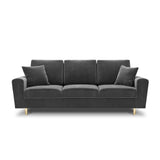Kyoto 3-Sitzer Sofa mit Schlaffunktion und Stauraum, aus Samt in Hellgrau (Riviera 91), 235x100x88 cm von Cosmopolitan Design – Bild 3