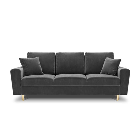 Kyoto 3-Sitzer Sofa mit Schlaffunktion und Stauraum, aus Samt in Hellgrau (Riviera 91), 235x100x88 cm von Cosmopolitan Design – Bild 3