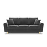 Kyoto 3-Sitzer Sofa mit Schlaffunktion und Stauraum, aus Samt in Hellgrau (Riviera 91), 235x100x88 cm von Cosmopolitan Design – Bild 3