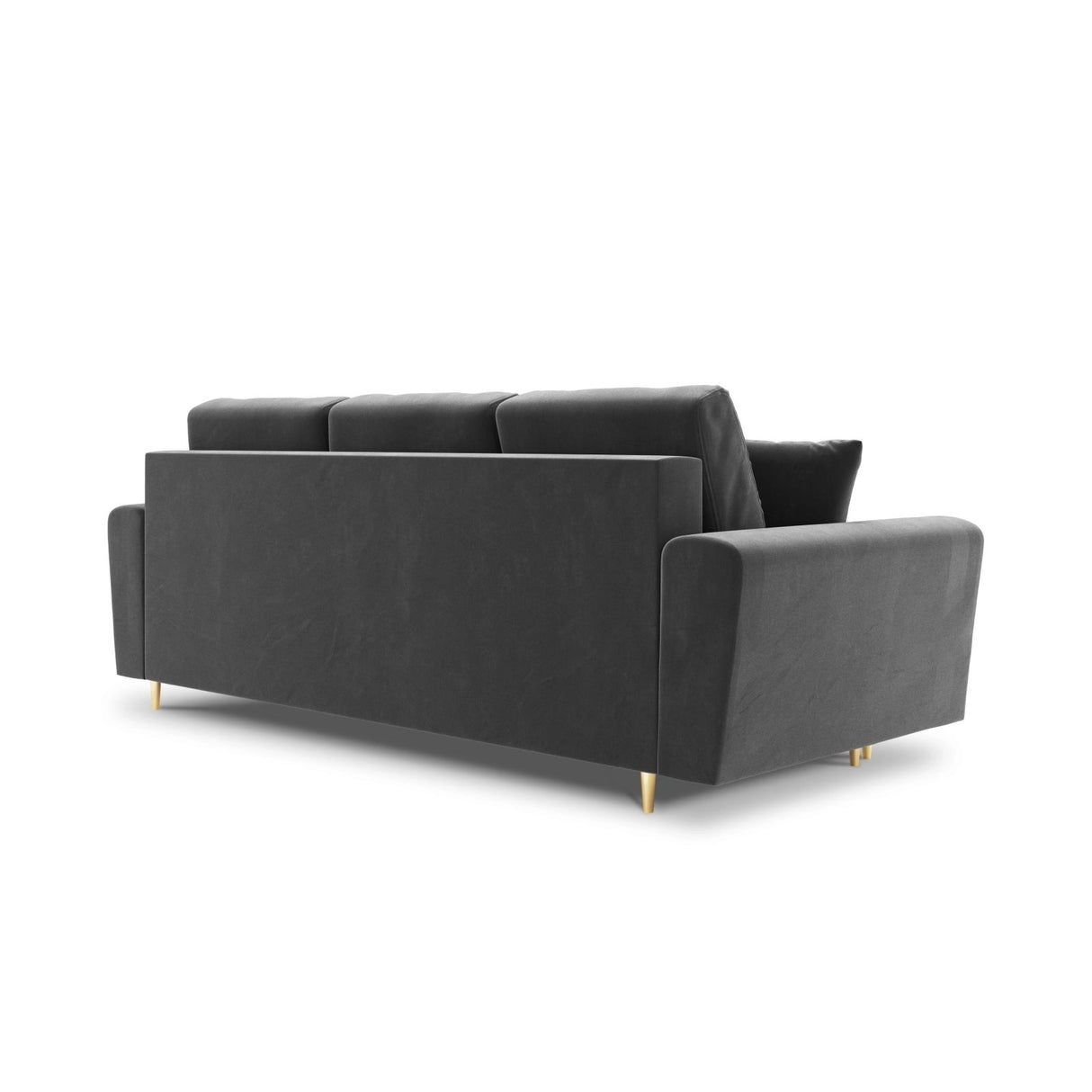 Kyoto 3-Sitzer Sofa mit Schlaffunktion und Stauraum, aus Samt in Hellgrau (Riviera 91), 235x100x88 cm von Cosmopolitan Design – Bild 4