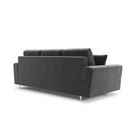 Kyoto 3-Sitzer Sofa mit Schlaffunktion und Stauraum, aus Samt in Hellgrau (Riviera 91), 235x100x88 cm von Cosmopolitan Design – Bild 4