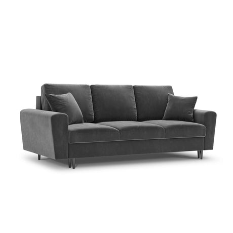 Kyoto 3-Sitzer Sofa mit Schlaffunktion und Stauraum, aus Samt in Hellgrau (Riviera 91), 235x100x88 cm von Cosmopolitan Design – Bild 1