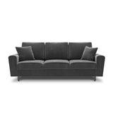 Kyoto 3-Sitzer Sofa mit Schlaffunktion und Stauraum, aus Samt in Hellgrau (Riviera 91), 235x100x88 cm von Cosmopolitan Design – Bild 3