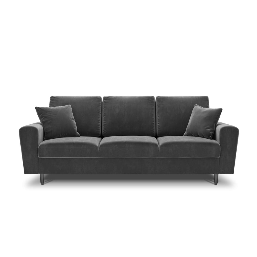 Kyoto 3-Sitzer Sofa mit Schlaffunktion und Stauraum, aus Samt in Hellgrau (Riviera 91), 235x100x88 cm von Cosmopolitan Design – Bild 3