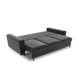 Kyoto 3-Sitzer Sofa mit Schlaffunktion und Stauraum, aus Samt in Hellgrau (Riviera 91), 235x100x88 cm von Cosmopolitan Design – Bild 5