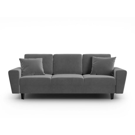 Kyoto 3-Sitzer Sofa mit Schlaffunktion und Stauraum, aus Samt in Hellgrau (Riviera 91), 235x100x88 cm von Cosmopolitan Design – Bild 1