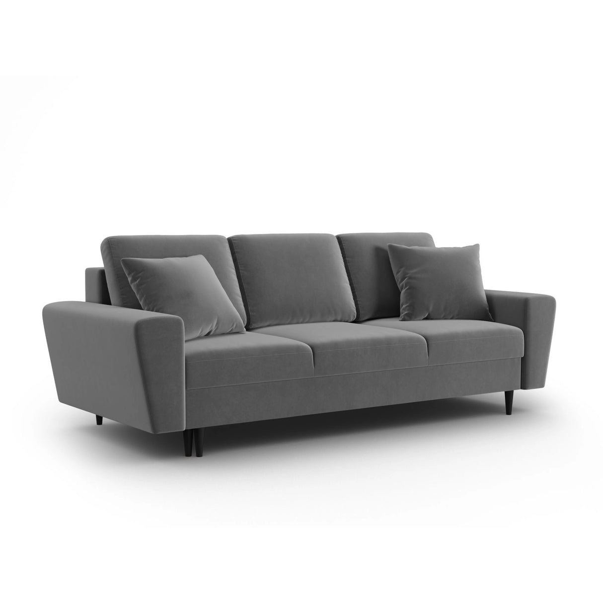 Kyoto 3-Sitzer Sofa mit Schlaffunktion und Stauraum, aus Samt in Hellgrau (Riviera 91), 235x100x88 cm von Cosmopolitan Design – Bild 3