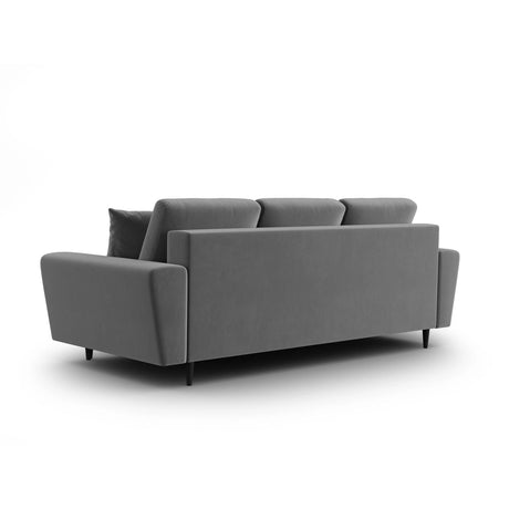 Kyoto 3-Sitzer Sofa mit Schlaffunktion und Stauraum, aus Samt in Hellgrau (Riviera 91), 235x100x88 cm von Cosmopolitan Design – Bild 4