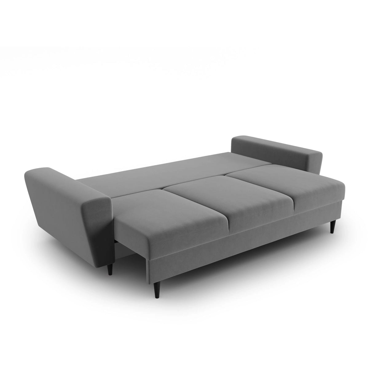 Kyoto 3-Sitzer Sofa mit Schlaffunktion und Stauraum, aus Samt in Hellgrau (Riviera 91), 235x100x88 cm von Cosmopolitan Design – Bild 5
