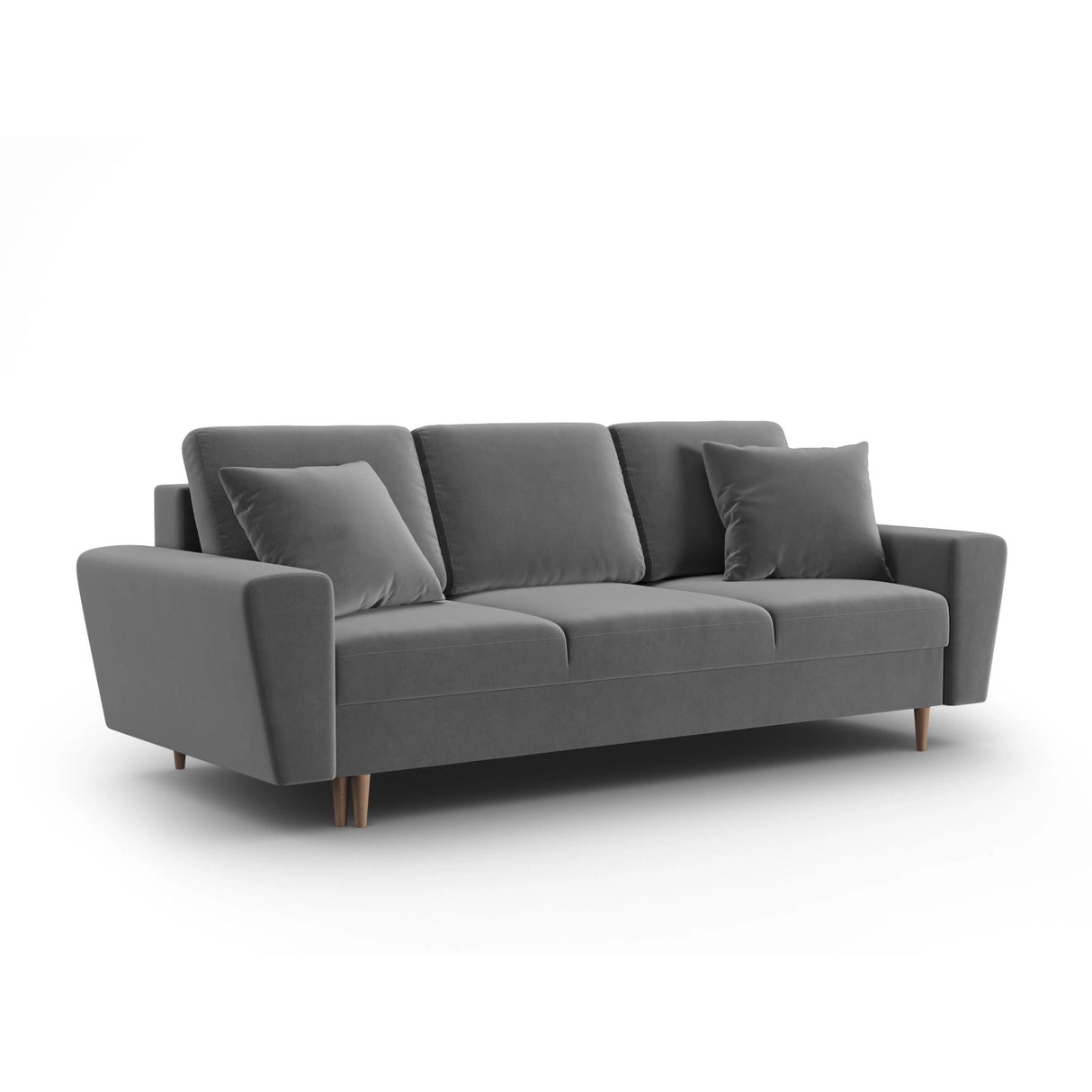 Kyoto 3-Sitzer Sofa mit Schlaffunktion und Stauraum, aus Samt in Hellgrau (Riviera 91), 235x100x88 cm von Cosmopolitan Design – Bild 3
