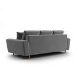Kyoto 3-Sitzer Sofa mit Schlaffunktion und Stauraum, aus Samt in Hellgrau (Riviera 91), 235x100x88 cm von Cosmopolitan Design – Bild 4
