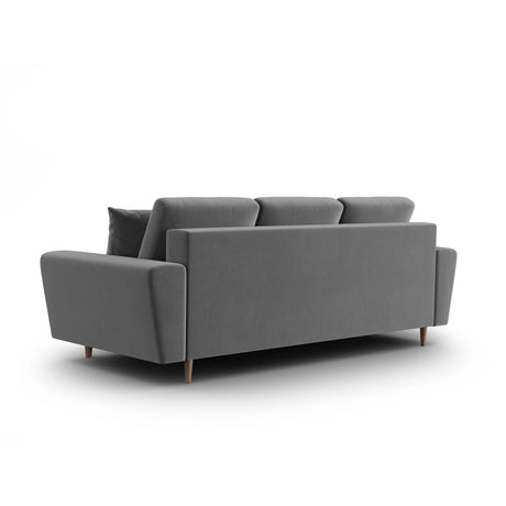Kyoto 3-Sitzer Sofa mit Schlaffunktion und Stauraum, aus Samt in Hellgrau (Riviera 91), 235x100x88 cm von Cosmopolitan Design – Bild 4