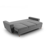 Kyoto 3-Sitzer Sofa mit Schlaffunktion und Stauraum, aus Samt in Hellgrau (Riviera 91), 235x100x88 cm von Cosmopolitan Design – Bild 5