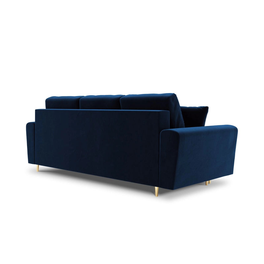 Kyoto 3-Sitzer Sofa mit Schlaffunktion und Stauraum, aus Samt in Königsblau (Riviera 81), 235x100x88 cm von Cosmopolitan Design – Bild 4