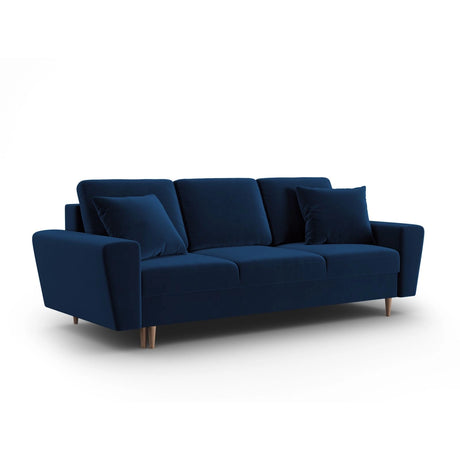 Kyoto 3-Sitzer Sofa mit Schlaffunktion und Stauraum, aus Samt in Königsblau (Riviera 81), 235x100x88 cm von Cosmopolitan Design – Bild 3