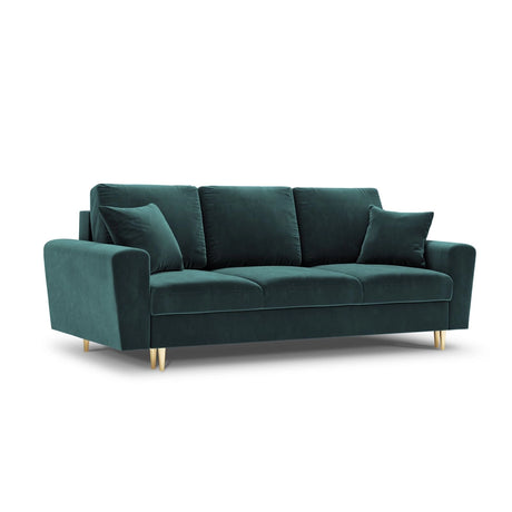 Kyoto 3-Sitzer Sofa mit Schlaffunktion und Stauraum, aus Samt in Petrol (Riviera 87), 235x100x88 cm von Cosmopolitan Design – Bild 1