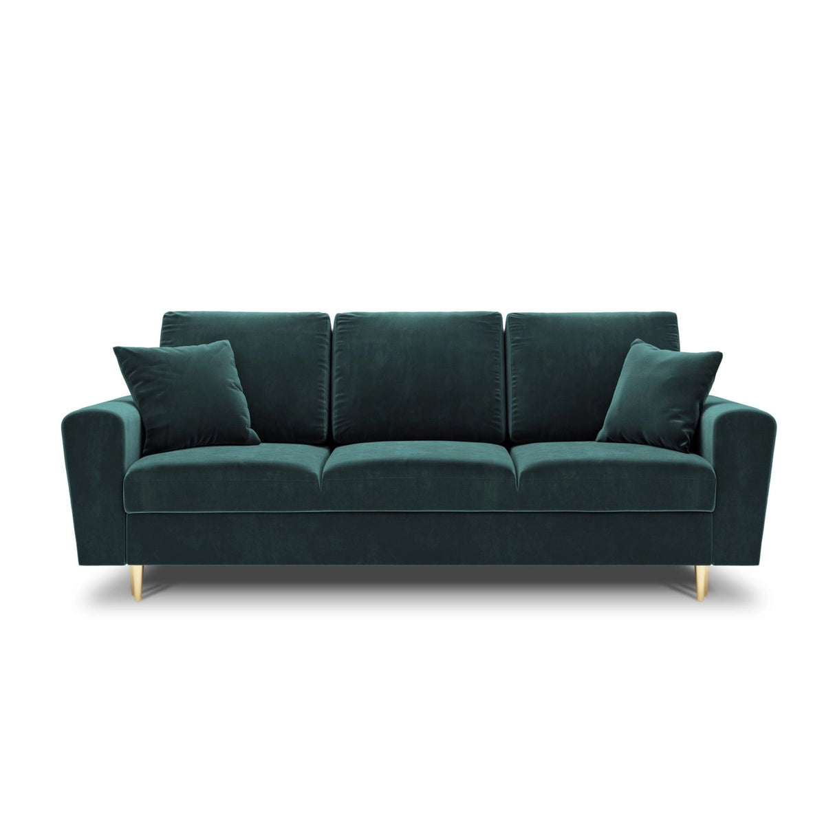 Kyoto 3-Sitzer Sofa mit Schlaffunktion und Stauraum, aus Samt in Petrol (Riviera 87), 235x100x88 cm von Cosmopolitan Design – Bild 3