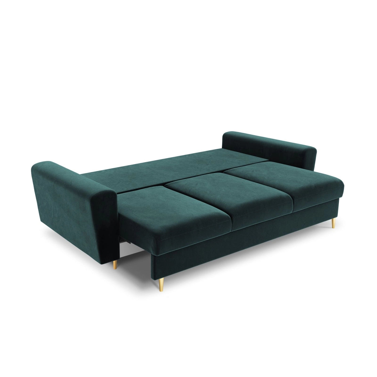 Kyoto 3-Sitzer Sofa mit Schlaffunktion und Stauraum, aus Samt in Petrol (Riviera 87), 235x100x88 cm von Cosmopolitan Design – Bild 5