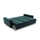Kyoto 3-Sitzer Sofa mit Schlaffunktion und Stauraum, aus Samt in Petrol (Riviera 87), 235x100x88 cm von Cosmopolitan Design – Bild 5