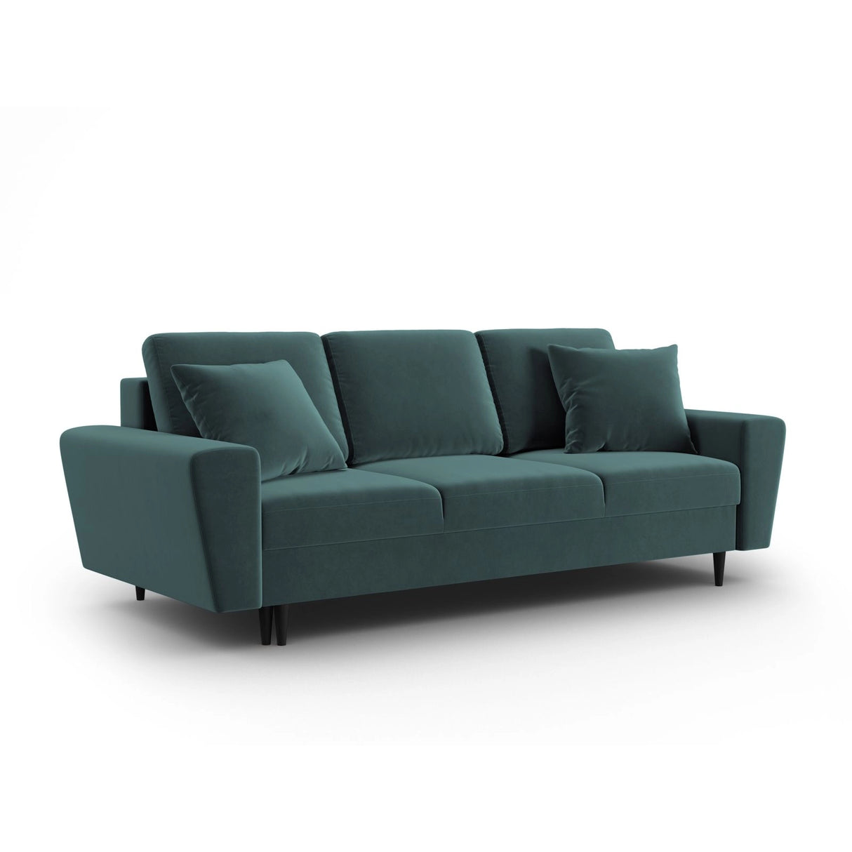 Kyoto 3-Sitzer Sofa mit Schlaffunktion und Stauraum, aus Samt in Petrol (Riviera 87), 235x100x88 cm von Cosmopolitan Design – Bild 3