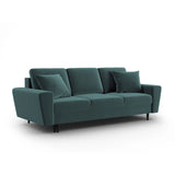 Kyoto 3-Sitzer Sofa mit Schlaffunktion und Stauraum, aus Samt in Petrol (Riviera 87), 235x100x88 cm von Cosmopolitan Design – Bild 3