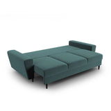 Kyoto 3-Sitzer Sofa mit Schlaffunktion und Stauraum, aus Samt in Petrol (Riviera 87), 235x100x88 cm von Cosmopolitan Design – Bild 5