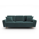 Kyoto 3-Sitzer Sofa mit Schlaffunktion und Stauraum, aus Samt in Petrol (Riviera 87), 235x100x88 cm von Cosmopolitan Design – Bild 1