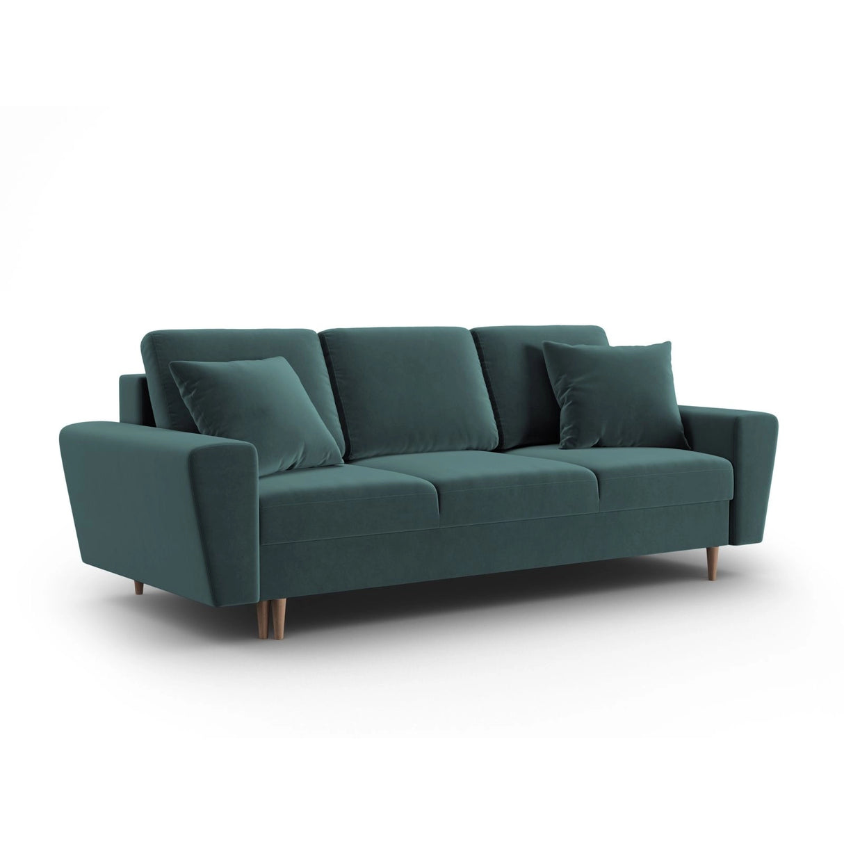 Kyoto 3-Sitzer Sofa mit Schlaffunktion und Stauraum, aus Samt in Petrol (Riviera 87), 235x100x88 cm von Cosmopolitan Design – Bild 3