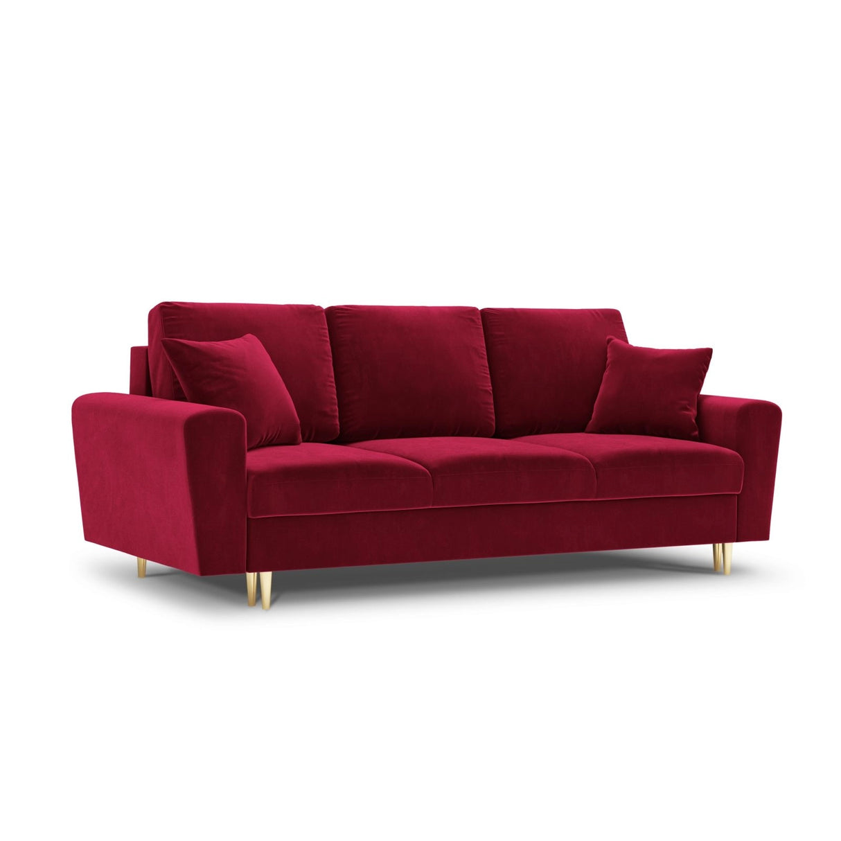 Kyoto 3-Sitzer Sofa mit Schlaffunktion und Stauraum, aus Samt in Rot (Riviera 61), 235x100x88 cm von Cosmopolitan Design – Bild 1