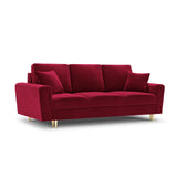 Kyoto 3-Sitzer Sofa mit Schlaffunktion und Stauraum, aus Samt in Rot (Riviera 61), 235x100x88 cm von Cosmopolitan Design – Bild 1