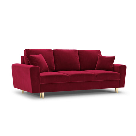 Kyoto 3-Sitzer Sofa mit Schlaffunktion und Stauraum, aus Samt in Rot (Riviera 61), 235x100x88 cm von Cosmopolitan Design – Bild 1