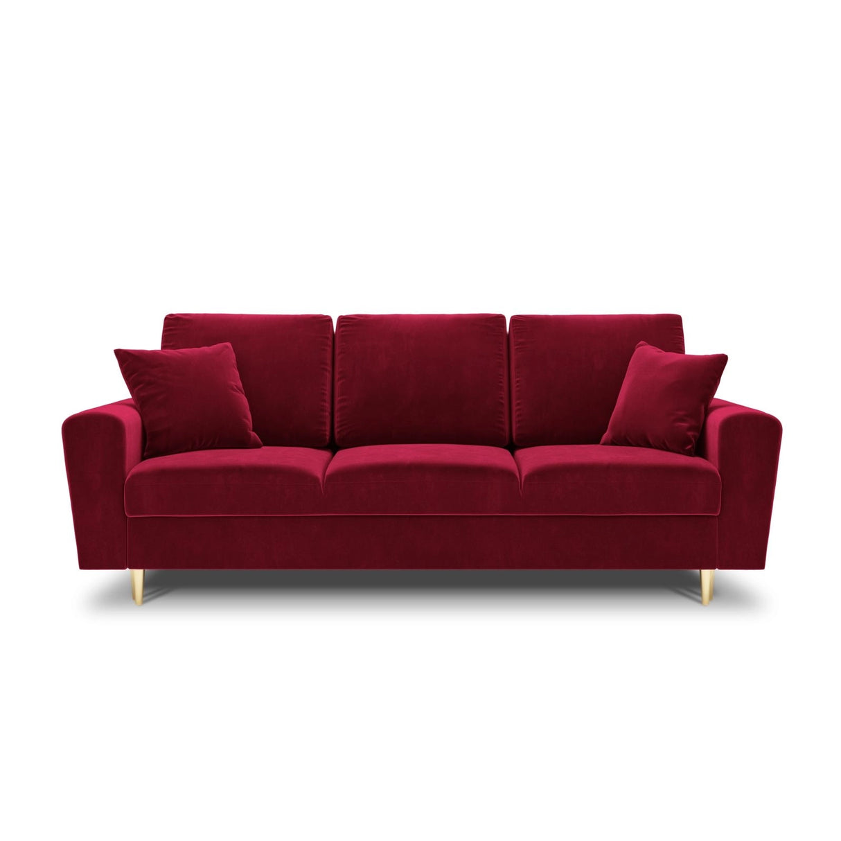 Kyoto 3-Sitzer Sofa mit Schlaffunktion und Stauraum, aus Samt in Rot (Riviera 61), 235x100x88 cm von Cosmopolitan Design – Bild 3