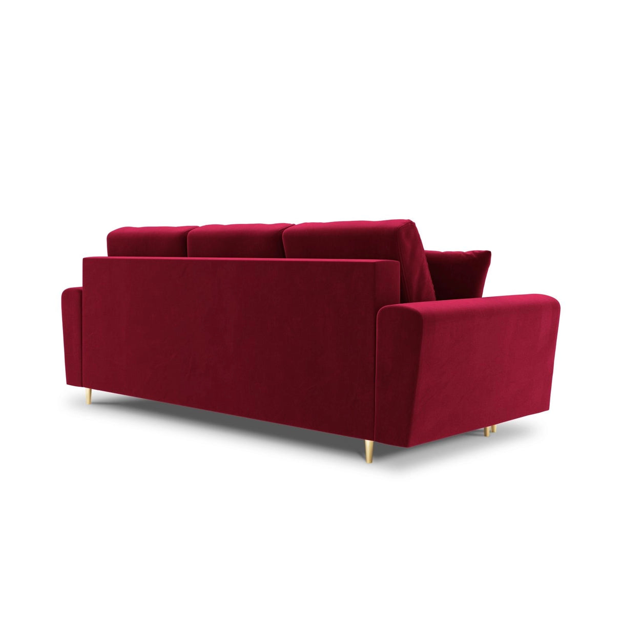 Kyoto 3-Sitzer Sofa mit Schlaffunktion und Stauraum, aus Samt in Rot (Riviera 61), 235x100x88 cm von Cosmopolitan Design – Bild 4