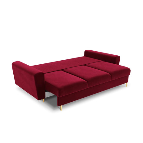 Kyoto 3-Sitzer Sofa mit Schlaffunktion und Stauraum, aus Samt in Rot (Riviera 61), 235x100x88 cm von Cosmopolitan Design – Bild 5