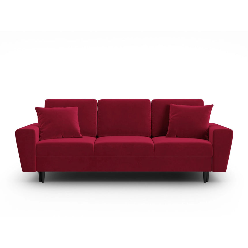Kyoto 3-Sitzer Sofa mit Schlaffunktion und Stauraum, aus Samt in Rot (Riviera 61), 235x100x88 cm von Cosmopolitan Design – Bild 1