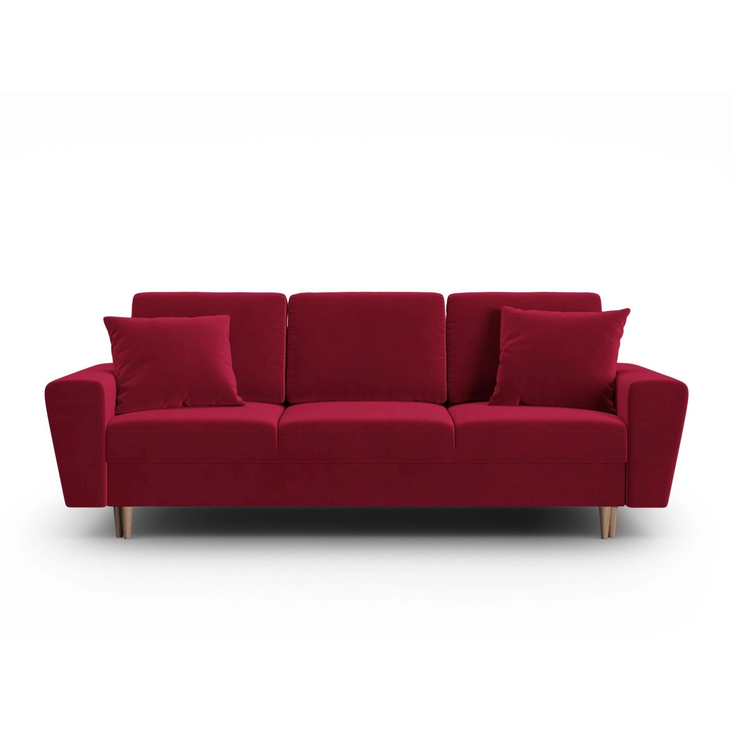 Kyoto 3-Sitzer Sofa mit Schlaffunktion und Stauraum, aus Samt in Rot (Riviera 61), 235x100x88 cm von Cosmopolitan Design – Bild 1