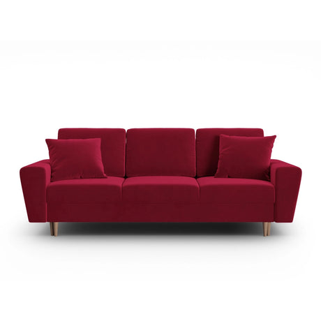Kyoto 3-Sitzer Sofa mit Schlaffunktion und Stauraum, aus Samt in Rot (Riviera 61), 235x100x88 cm von Cosmopolitan Design – Bild 1