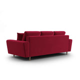 Kyoto 3-Sitzer Sofa mit Schlaffunktion und Stauraum, aus Samt in Rot (Riviera 61), 235x100x88 cm von Cosmopolitan Design – Bild 4
