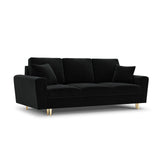 Kyoto 3-Sitzer Sofa mit Schlaffunktion und Stauraum, aus Samt in Schwarz (Riviera 100), 235x100x88 cm von Cosmopolitan Design – Bild 1