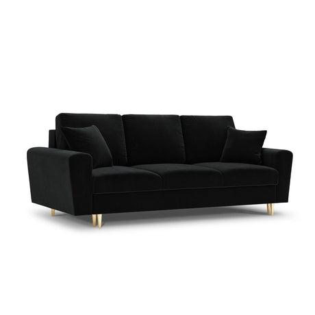 Kyoto 3-Sitzer Sofa mit Schlaffunktion und Stauraum, aus Samt in Schwarz (Riviera 100), 235x100x88 cm von Cosmopolitan Design – Bild 1