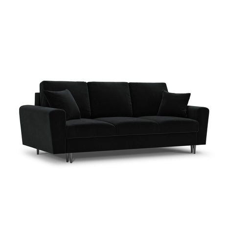 Kyoto 3-Sitzer Sofa mit Schlaffunktion und Stauraum, aus Samt in Schwarz (Riviera 100), 235x100x88 cm von Cosmopolitan Design – Bild 1