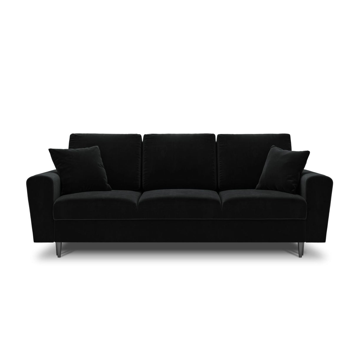 Kyoto 3-Sitzer Sofa mit Schlaffunktion und Stauraum, aus Samt in Schwarz (Riviera 100), 235x100x88 cm von Cosmopolitan Design – Bild 3