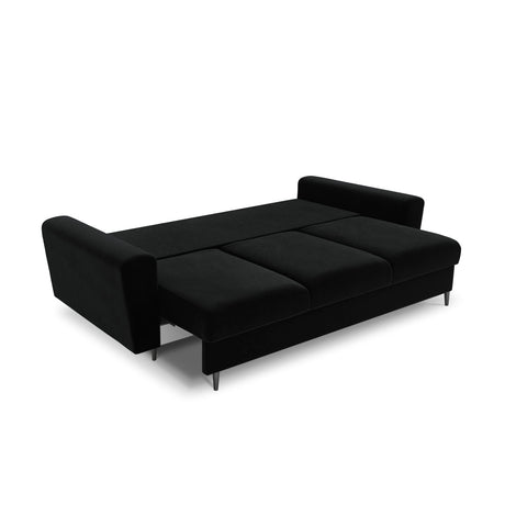 Kyoto 3-Sitzer Sofa mit Schlaffunktion und Stauraum, aus Samt in Schwarz (Riviera 100), 235x100x88 cm von Cosmopolitan Design – Bild 5