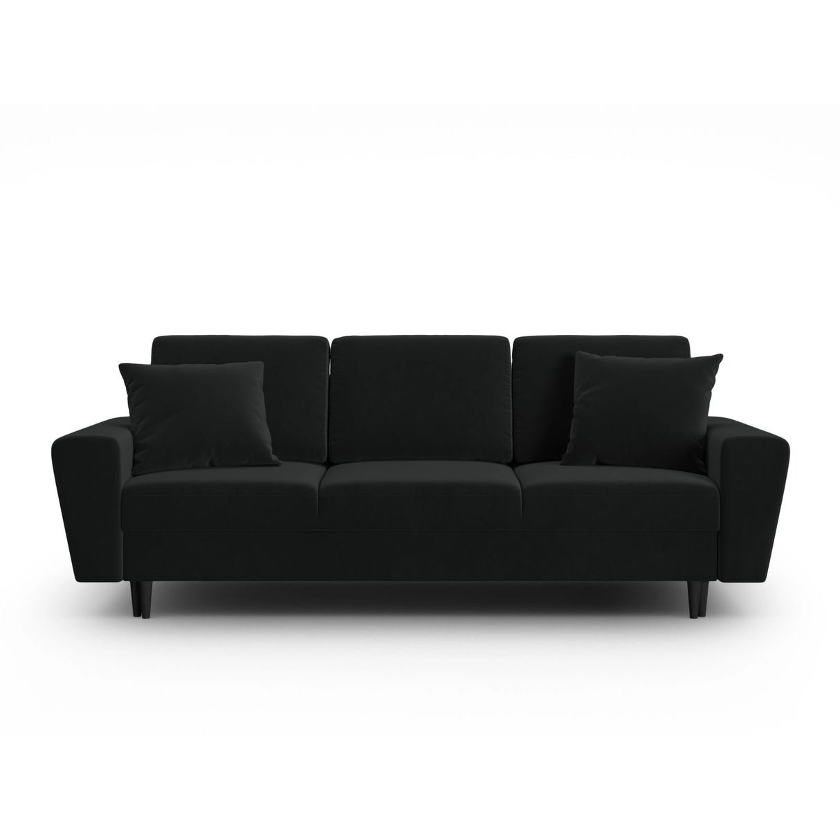 Kyoto 3-Sitzer Sofa mit Schlaffunktion und Stauraum, aus Samt in Schwarz (Riviera 100), 235x100x88 cm von Cosmopolitan Design – Bild 1