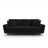Kyoto 3-Sitzer Sofa mit Schlaffunktion und Stauraum, aus Samt in Schwarz (Riviera 100), 235x100x88 cm von Cosmopolitan Design – Bild 1