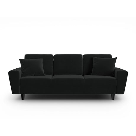 Kyoto 3-Sitzer Sofa mit Schlaffunktion und Stauraum, aus Samt in Schwarz (Riviera 100), 235x100x88 cm von Cosmopolitan Design – Bild 1
