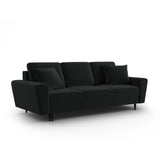 Kyoto 3-Sitzer Sofa mit Schlaffunktion und Stauraum, aus Samt in Schwarz (Riviera 100), 235x100x88 cm von Cosmopolitan Design – Bild 3