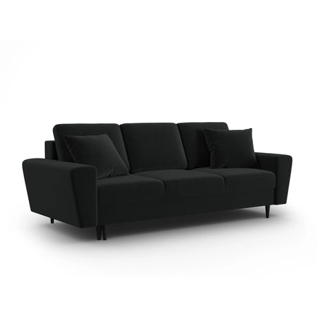Kyoto 3-Sitzer Sofa mit Schlaffunktion und Stauraum, aus Samt in Schwarz (Riviera 100), 235x100x88 cm von Cosmopolitan Design – Bild 3