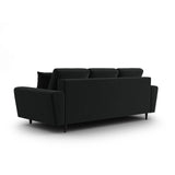 Kyoto 3-Sitzer Sofa mit Schlaffunktion und Stauraum, aus Samt in Schwarz (Riviera 100), 235x100x88 cm von Cosmopolitan Design – Bild 4